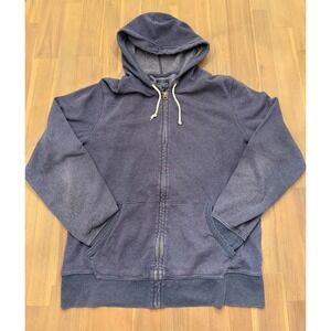 J Crew Authentic Fleece Zip Up Hoodie Navy Blue Size XL